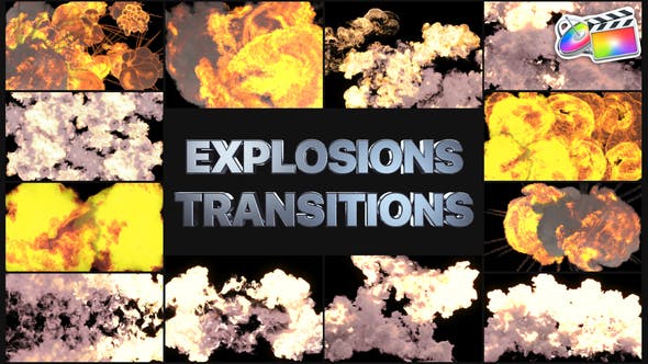 【FCPX插件】12种卡通爆炸烟雾特效过渡转场预设 Explosion Transitions