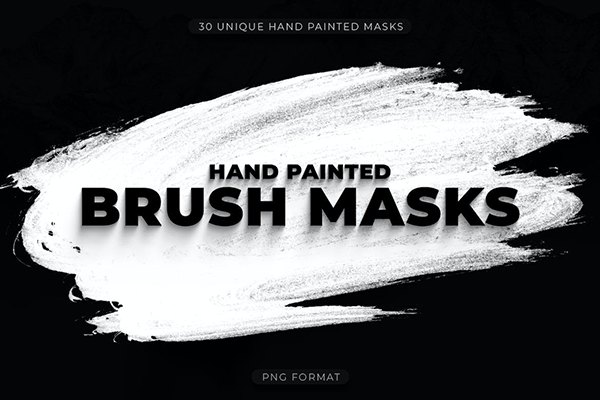 【PNG素材】30个水墨毛笔笔刷绘画笔触PNG图片素材 30 Hand Painted Brush Mask