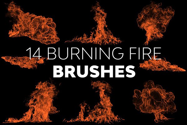 【PS笔刷】14支燃烧火焰烈焰熊熊Photoshop绘画笔刷 Burning Fire Brushes
