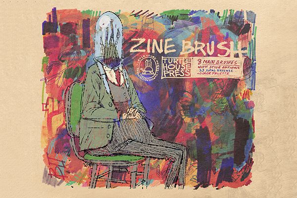 【Porcreate笔刷】潮流涂鸦记号线条笔墨水笔插画艺术绘画效果iPad Procreate笔刷 TurtleHousePress – Procreate Zine Brush Pack