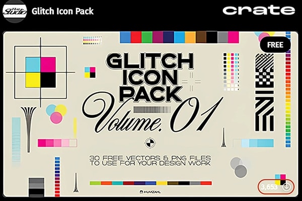 【图片素材】30个复古电视机信号故障花屏画面线条色块PNG图片素材 Icon Pack Vol.01 Glitches