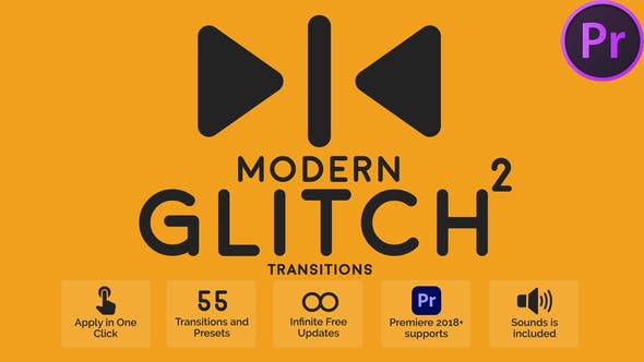 【PR模板】55组现代数字信号损坏故障转场预设 Modern Glitch Transitions 2