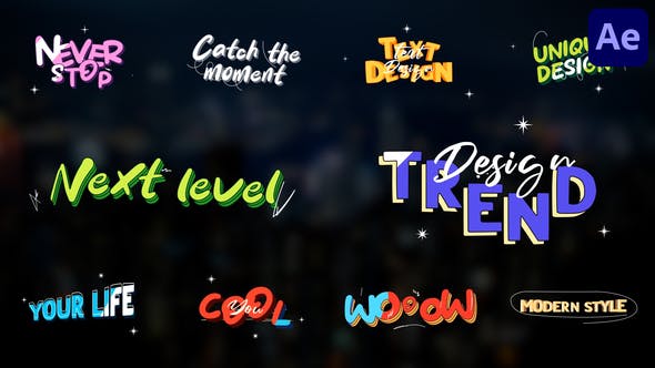 【AE模板】10组创意卡通彩色手写MG文字标题动画 Artistic Colorful Titles