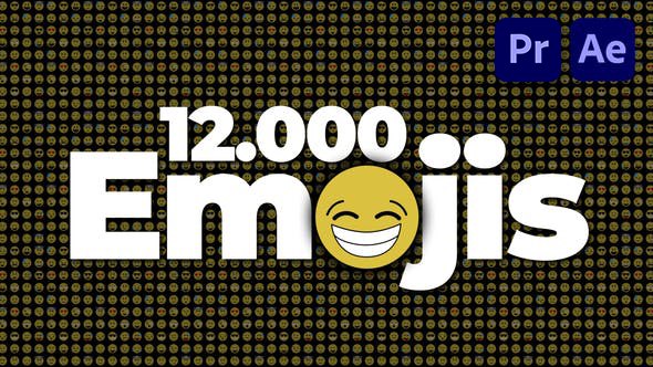 【AE/PR模板】12000种社交媒体Emoji卡通表情创作生成工具 12,000 Emojis Creator Pack