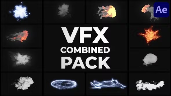 【AE模板】12个爆炸火焰烟雾能量视觉特效元素 VFX Combined Pack