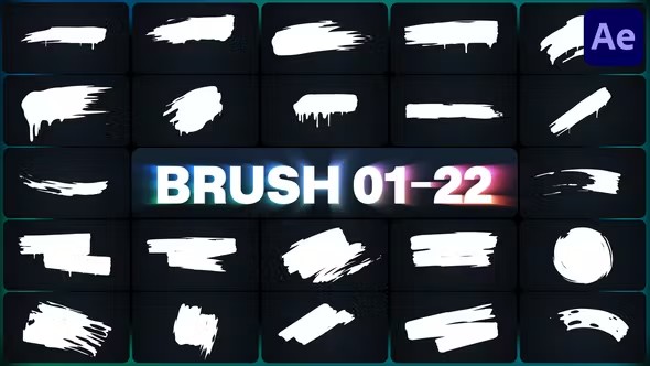【AE模板】24种手绘笔刷涂鸦水墨飞溅元素动画 Brush Elements 01-22