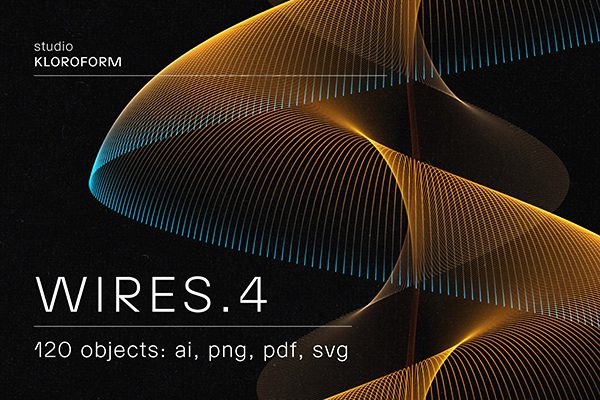 【矢量素材】120款抽象扭曲线条渐变图形背景设计Ai矢量素材 Wires 4