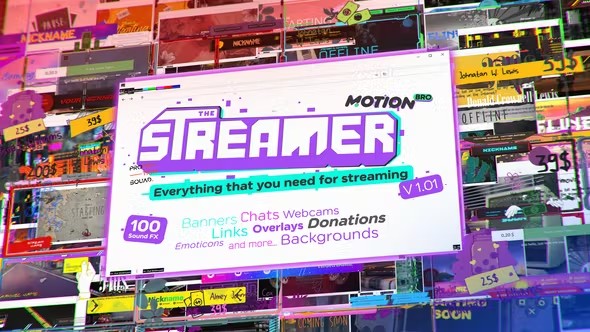 【AE脚本】500组网络游戏直播间横幅背景装饰边框元素动画 The Streamer