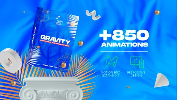 【AE脚本】850组社交媒体创意文字标题时尚排版栏目宣传动画  Gravity Social Media and Broadcast Pack