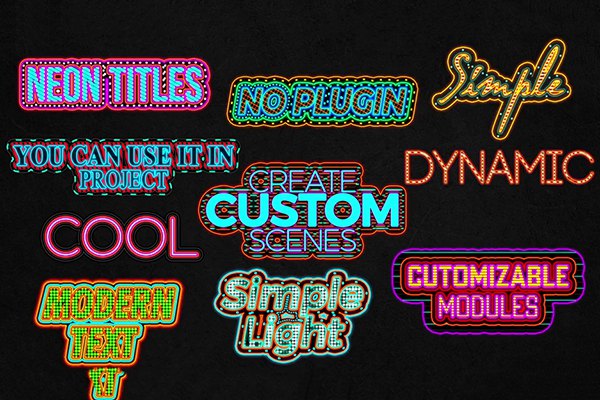 【AE模板】10种彩色发光霓虹灯文字标题动画 Neon Text Pack