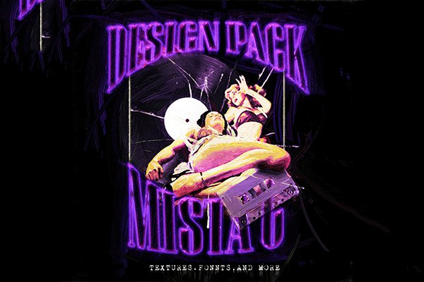 【图片素材】350+复古粗糙折痕撕纸玻璃破碎金属镀铬样式字体渐变背景图设计素材套装 Mista C Design Pack Vol. 1