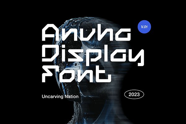 【字体】未来科幻赛博朋克工业风机甲海报杂志标题LOGO设计无衬线英文字体 Anvha – Display Font
