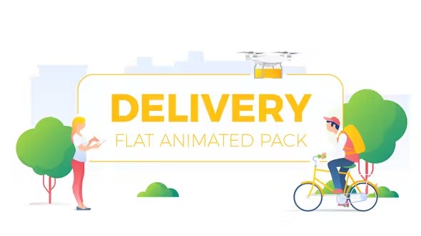 【AE模板】快递运输物流包裹交付场景MG合成动画 Delivery Flat Animated Concepts Pack