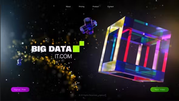 【AE模板】高科技智能场景三维立方体炫彩玻璃动画 3D Cube Glass Colorful IT Opener