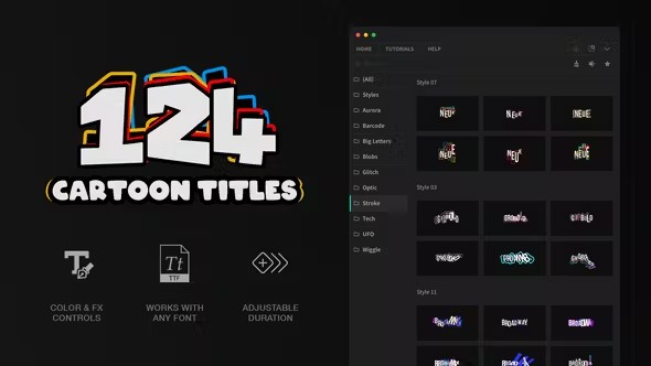 【PR脚本】124组创意卡通多彩文字标题动画预设 Cartoon Titles