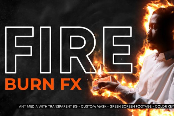 【达芬奇模板】图形人物动画遮罩火焰燃烧效果预设 Fire Burn Effect