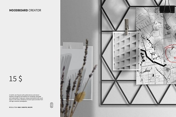 【PS样机】光线阴影元素纹理叠加情绪场景创建PSD模板 Mood Board Scene Creator