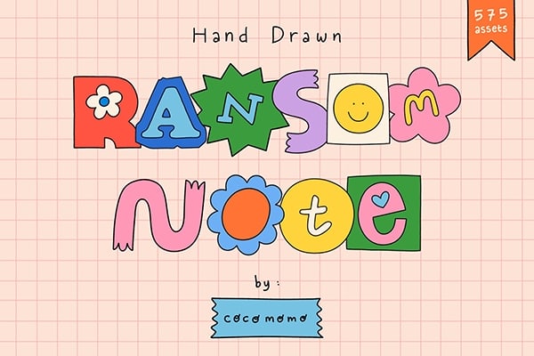 【PNG素材】570款手绘卡通花字字母数字特殊符号创意设计PNG图片素材 Ransom Note Cut Out Letter