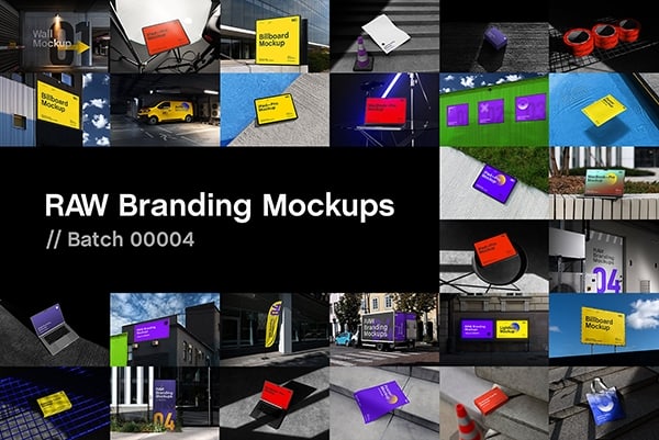 【PS样机】52款高级户外广告牌海报名片灯箱iPad电脑VI应用设计贴图ps样机 Raw Branding Mockups / Batch 00004