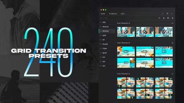 【PR脚本】240种创意多画面网格分屏动态组合切换转场过渡预设 Grid Transitions for Premiere Pro