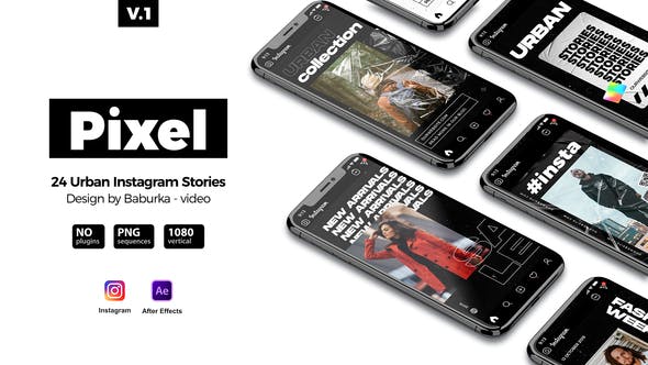 【AE模板】21种手机竖屏时尚图文排版宣传展示动画 Urban Instagram Stories