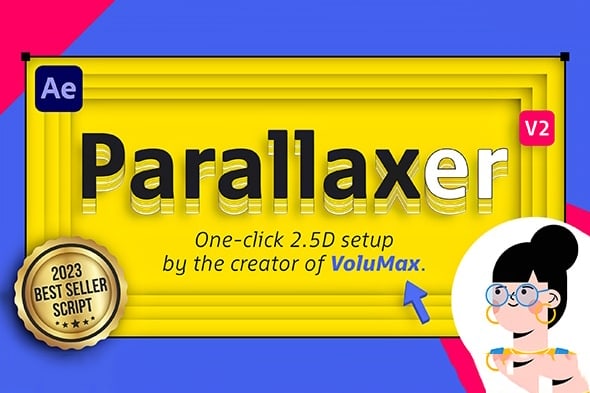 【AE脚本】自动排列图层三维空间2.5D视差动画AE脚本 PARALLAXER 2 | One click 3D Parallax Script 汉化中文版