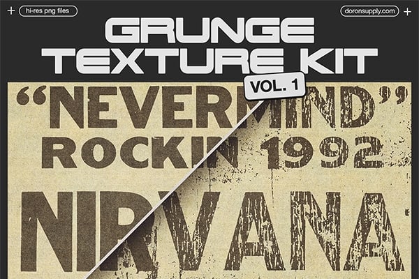 【图片素材】15款复古褪色垃圾木纹墨卷噪点颗粒纹理PS叠加合成素材 Doron Supply – Grunge Texture Kit Vol.1