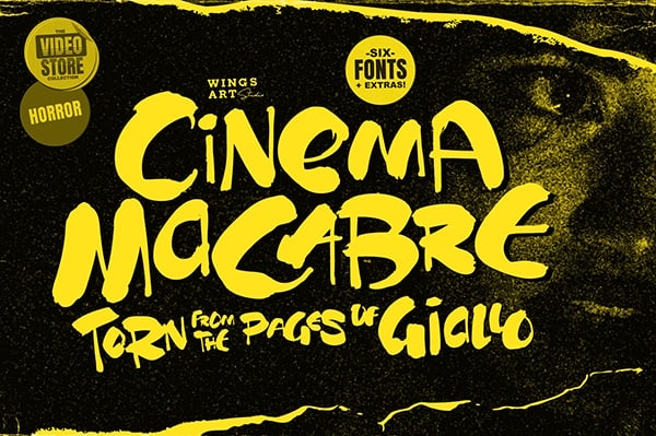 【字体】70年代复古恐怖手写涂鸦书籍电影标题设计英文字体 Cinema Macabre：Giallo Horror Font