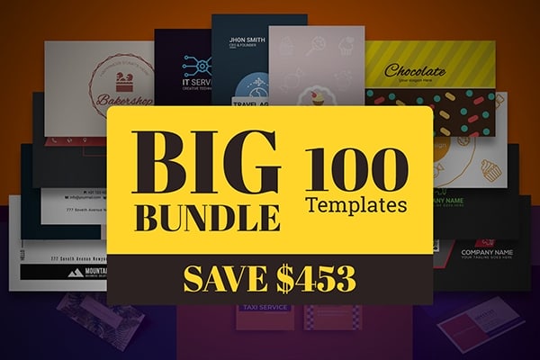 【PSD模板】100款高端设计时尚商务名品卡片工牌PSD模板 100 Business Card Template Bundle