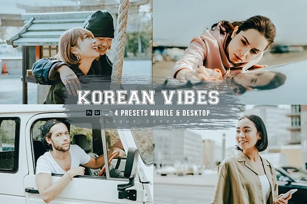 【LR预设】4款韩风素雅清新胶片摄影调色Lightroom预设 korean Vibes Lightroom Presets Mobile & Desktop