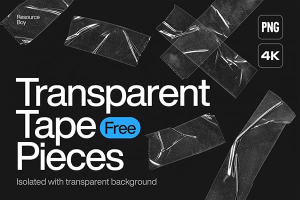【图片素材】100款透明胶带褶皱纹理艺术设计叠加素材 100 Transparent Tape Textures