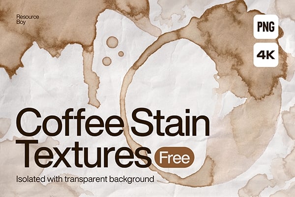 【PNG素材】100张咖啡杯印痕污渍洒落污损纹理PNG图片素材 100 Coffee Stain Textures