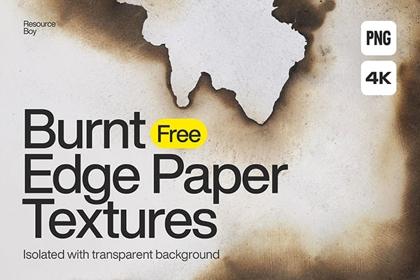 【PNG素材】100张燃烧纸片边缘烧焦纹理艺术设计PNG素材 100 Burnt Edge Paper Textures