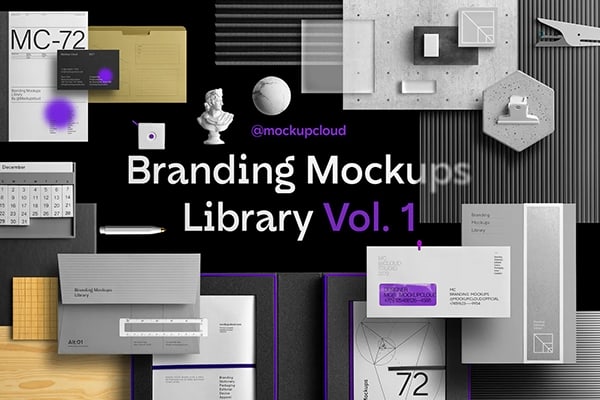 【PS样机】14款高端商业卡片办公品牌元素展示模型VI样机 Branding Mockups Library Vol. 1