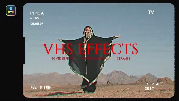 【达芬奇模板】40种复古老电影录像带胶片颗粒噪点VHS效果预设 VHS Effects