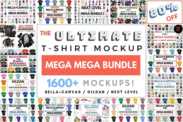 【PS样机】1600+成人儿童T恤背心短袖模型展示PS贴图样机素材 Ultimate T-Shirt Mockup Mega Bundle