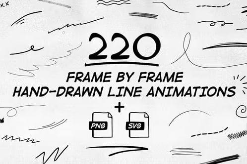 【AE/PR模板】220组手绘涂鸦箭头线条逐帧绘制动画 220 Frame By Frame Animated Lines