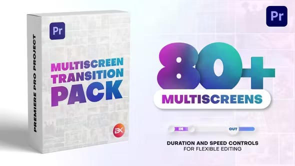 【PR模板】84种视频分屏转场多屏效果过渡展示动画 Multiscreen Transitions | Multiscreen Pack