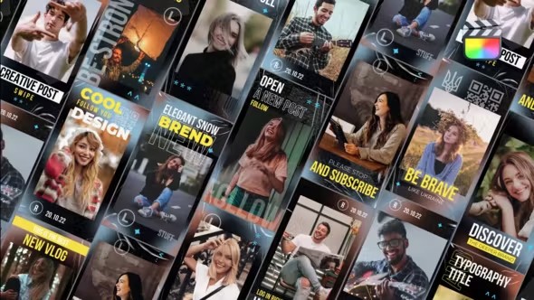 【FCPX插件】16组时尚竖屏海报封面宣传图文组合动画 Intro Instagram Stories