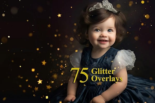 【图片素材】75张闪光粒子星芒斑点照片叠加特效图片素材 75 Glitter Overlays, Sparkle Effect for Photo Edit
