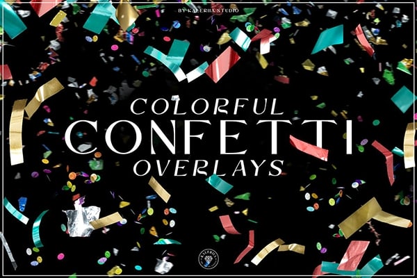 【PNG素材】10款喜庆节日氛围增强五彩纸屑照片叠加PNG素材 Colourful Foil Confetti Overlays