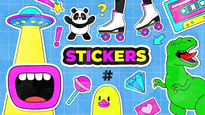 【AE模板】创意卡通可爱风格标签贴纸标题元素动画 Collage Cartoon Titles And Stickers