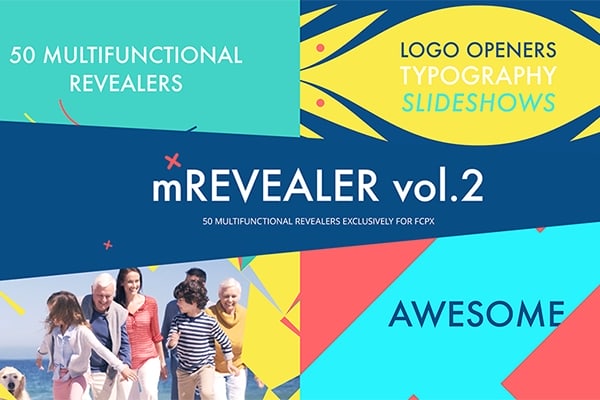 【FCPX插件】50个多用途视频开场图文排版片头Logo广告徽标展示动画 motionVFX – mRevealer vol.2