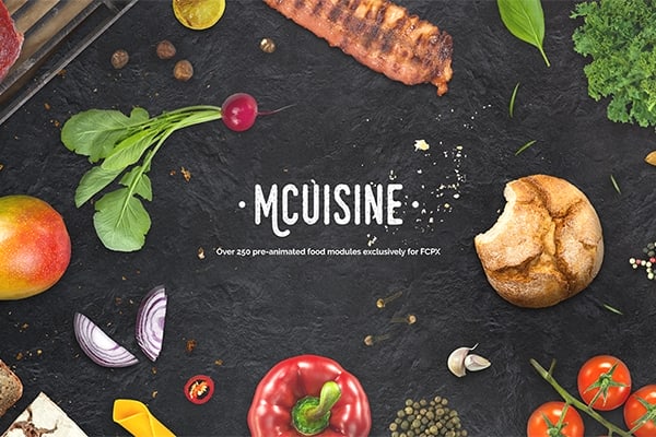 【FCPX插件】276个水果蔬菜肉类面包佐料食物餐具元素烹饪美食动画 motionVFX – mCuisine