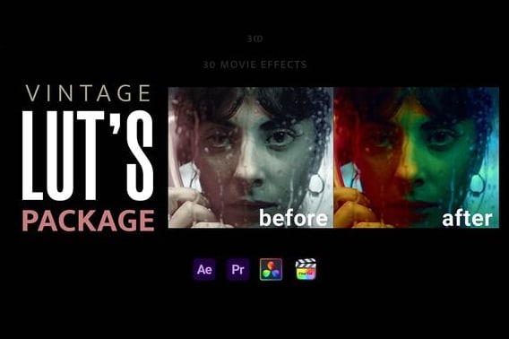 【调色预设】30个复古怀旧经典电影色调视频调色LUT预设 Vintage LUTs Presets Collection