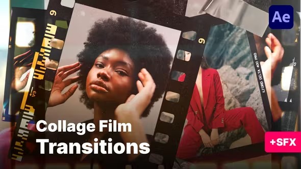 【AE模板】10组复古老胶片闪烁拼贴视频转场动画 Seamless Collage Transitions
