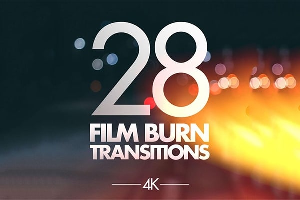 【4K视频素材】28个专业复古胶片灼烧漏光转场叠加视频素材 Professional Overlay Transitions