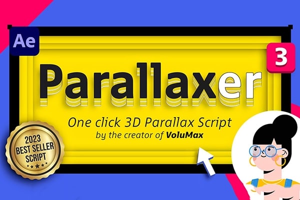 【AE脚本】自动排列图层三维空间2.5D视差动画AE脚本 PARALLAXER 3 | One click 3D Parallax Script 汉化中文版