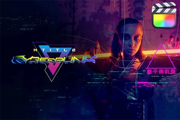 【FCPX插件】55个科幻故障赛博朋克风格化主题文字标题及转场动画 motionVFX – mTitle Cyber​​punk