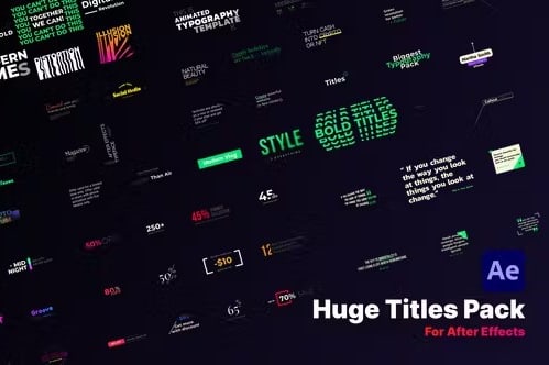 【AE模板】210个创意简单霓虹倒计时指示线标签字幕条标题动画 Huge Title Pack